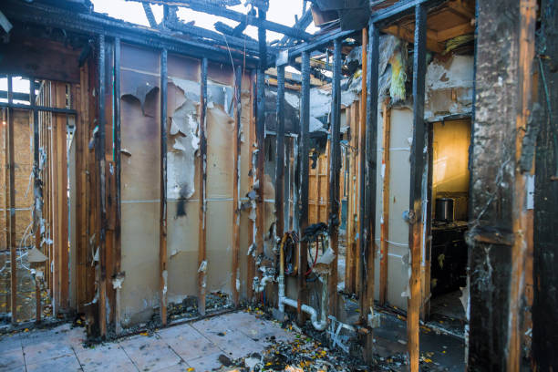 Professional Emergency Fire Damage Restoration technician working in Mendota, MN